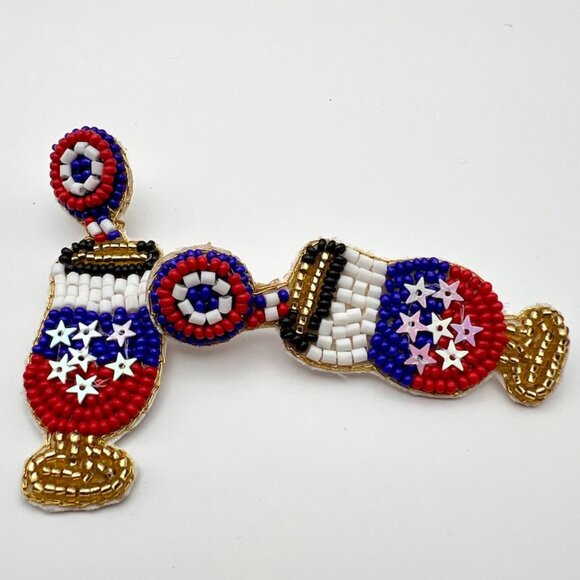 American Beaded Earrings Celebrate 4th of July with Patriotic champagne Earrings - Picture 3 of 6